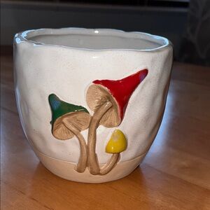 Handcrafted Ceramic planter with Colorful Mushrooms